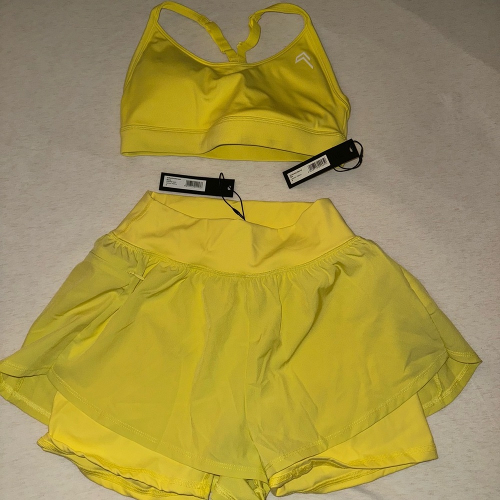 Yellow Oner Active Sports Bra and Shorts Set